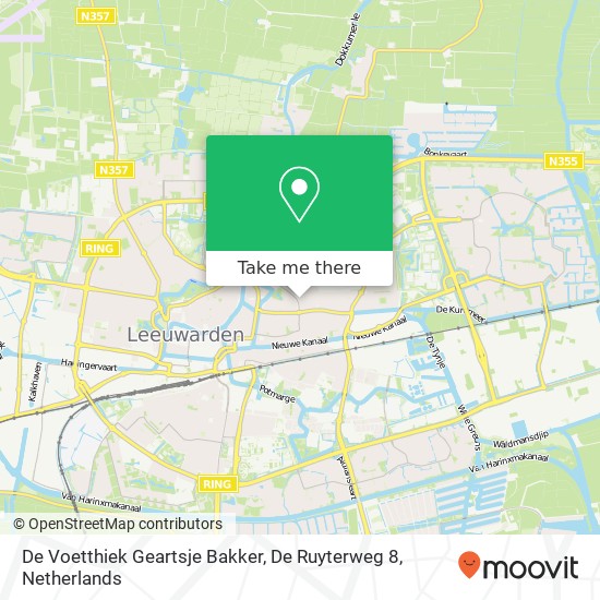 De Voetthiek Geartsje Bakker, De Ruyterweg 8 map