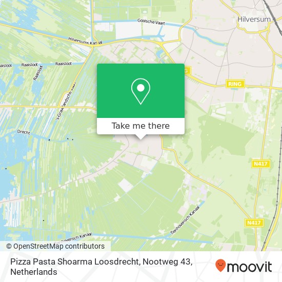 Pizza Pasta Shoarma Loosdrecht, Nootweg 43 map