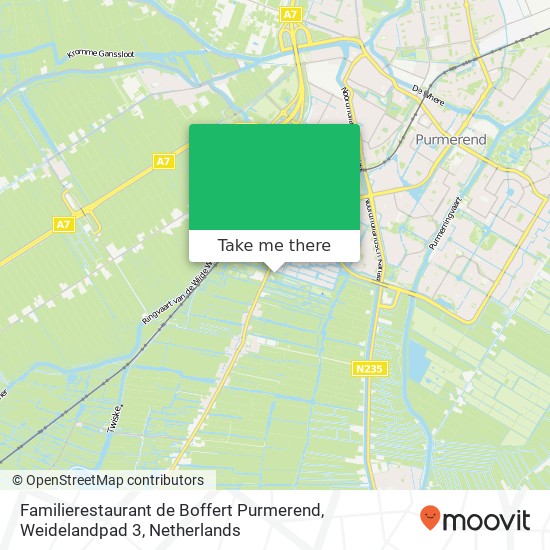 Familierestaurant de Boffert Purmerend, Weidelandpad 3 map