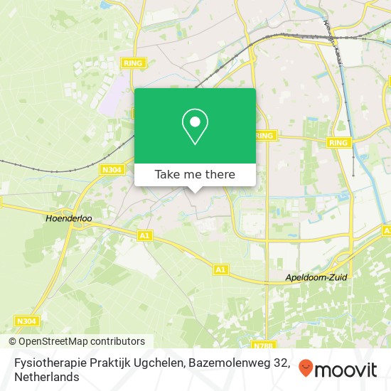 Fysiotherapie Praktijk Ugchelen, Bazemolenweg 32 map