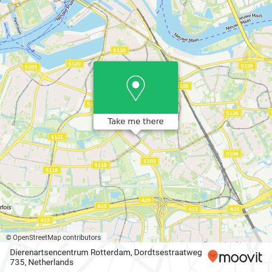 Dierenartsencentrum Rotterdam, Dordtsestraatweg 735 map