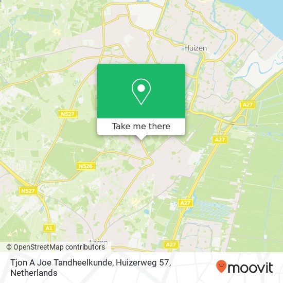 Tjon A Joe Tandheelkunde, Huizerweg 57 map