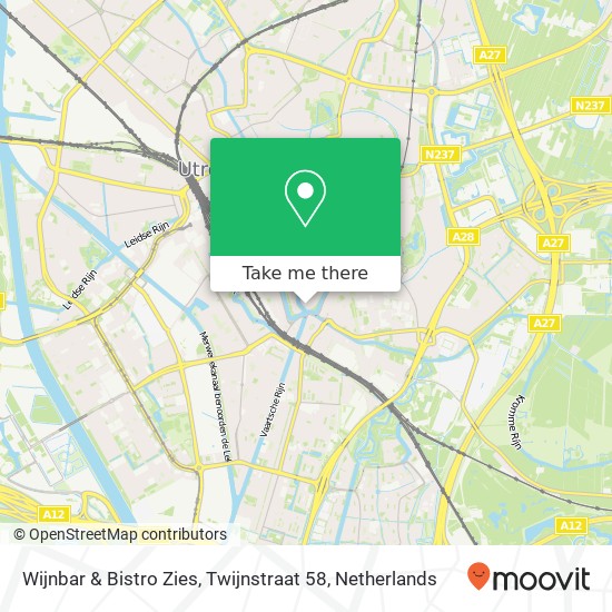 Wijnbar & Bistro Zies, Twijnstraat 58 map