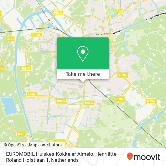 EUROMOBIL Huiskes-Kokkeler Almelo, Henriëtte Roland Holstlaan 1 map