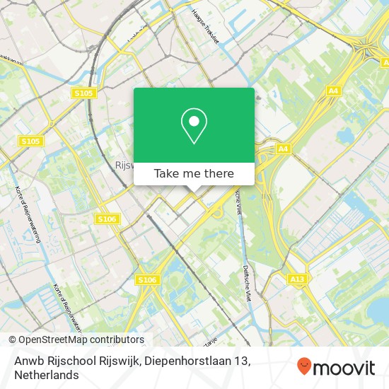 Anwb Rijschool Rijswijk, Diepenhorstlaan 13 map
