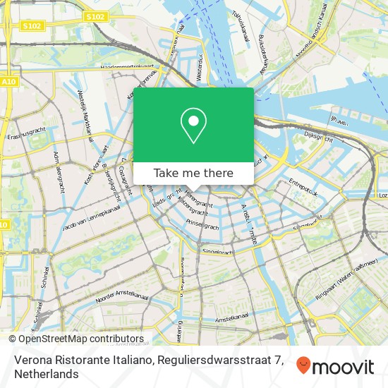 Verona Ristorante Italiano, Reguliersdwarsstraat 7 map