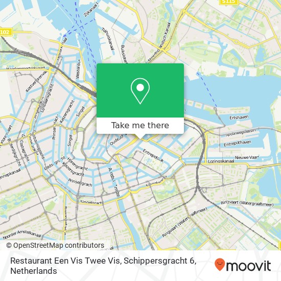 Restaurant Een Vis Twee Vis, Schippersgracht 6 map