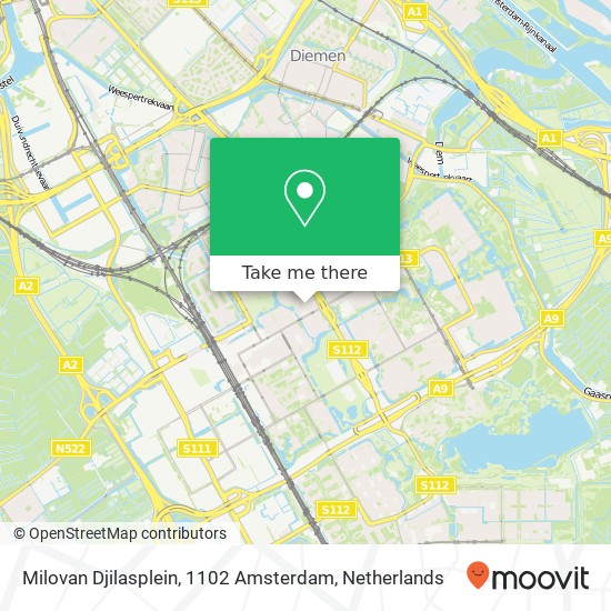 Milovan Djilasplein, 1102 Amsterdam map