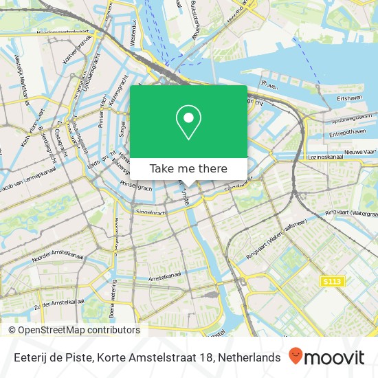 Eeterij de Piste, Korte Amstelstraat 18 map