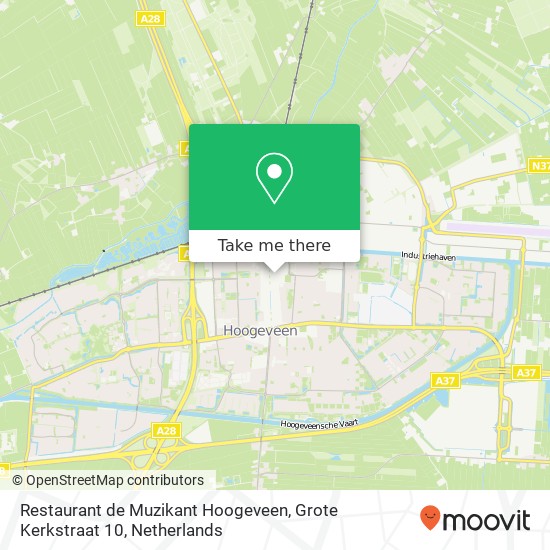 Restaurant de Muzikant Hoogeveen, Grote Kerkstraat 10 map