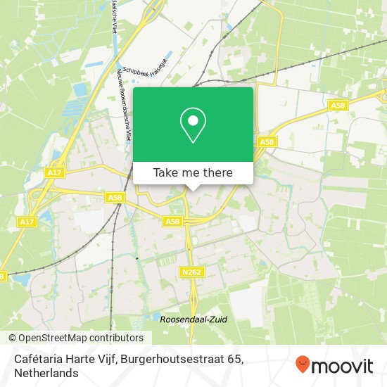 Cafétaria Harte Vijf, Burgerhoutsestraat 65 map