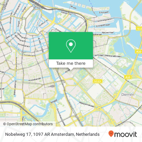 Nobelweg 17, 1097 AR Amsterdam Karte