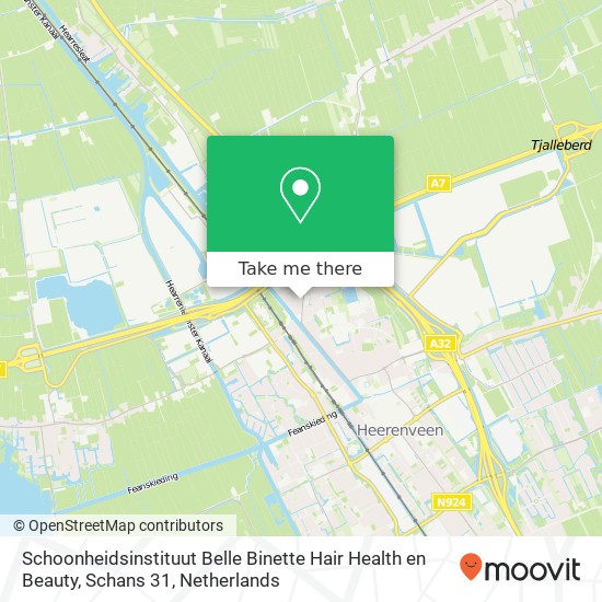 Schoonheidsinstituut Belle Binette Hair Health en Beauty, Schans 31 map