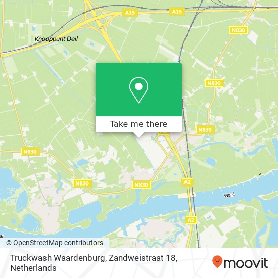 Truckwash Waardenburg, Zandweistraat 18 map