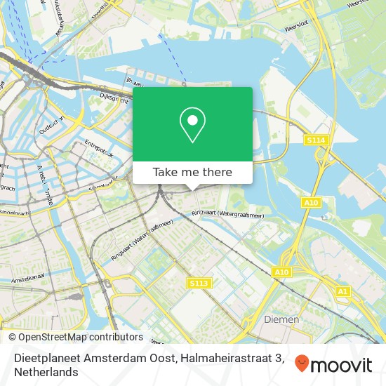 Dieetplaneet Amsterdam Oost, Halmaheirastraat 3 map