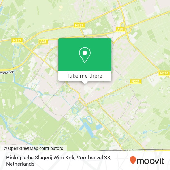 Biologische Slagerij Wim Kok, Voorheuvel 33 map