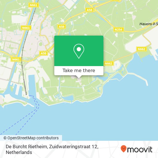 De Burcht Rietheim, Zuidwateringstraat 12 Karte