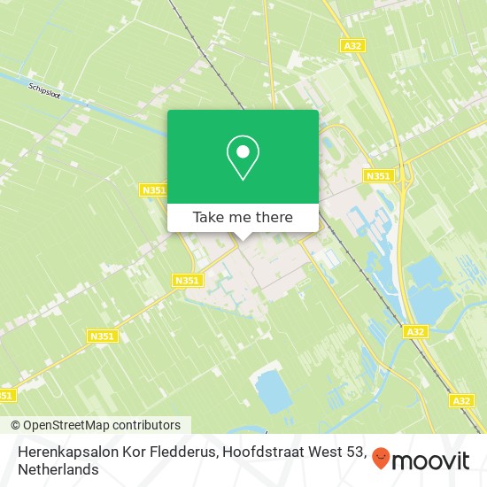 Herenkapsalon Kor Fledderus, Hoofdstraat West 53 map