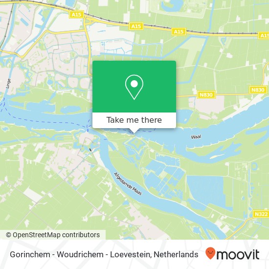 Gorinchem - Woudrichem - Loevestein map