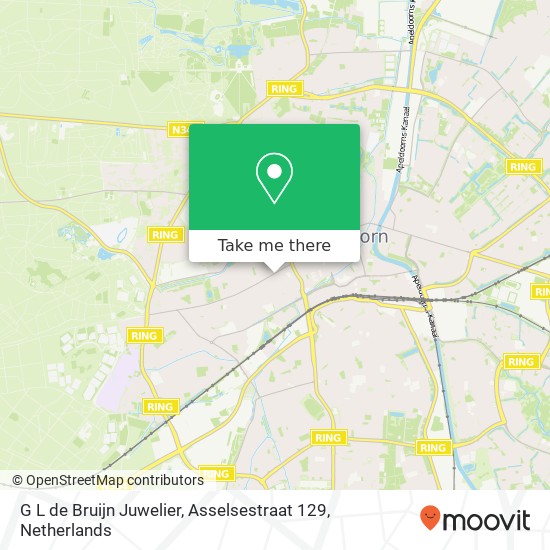 G L de Bruijn Juwelier, Asselsestraat 129 map