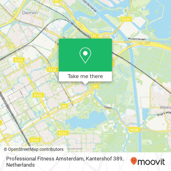 Professional Fitness Amsterdam, Kantershof 389 map