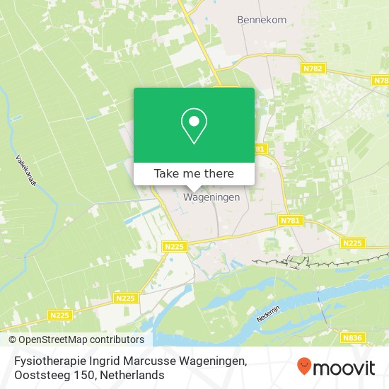 Fysiotherapie Ingrid Marcusse Wageningen, Ooststeeg 150 map