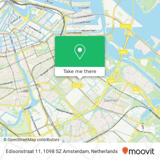 Edisonstraat 11, 1098 SZ Amsterdam Karte