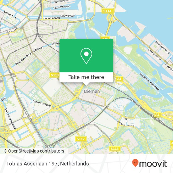 Tobias Asserlaan 197, 1111 MJ Diemen map