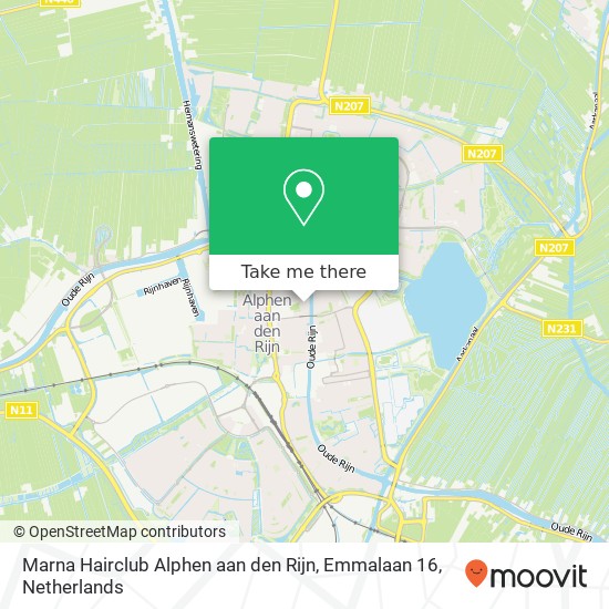 Marna Hairclub Alphen aan den Rijn, Emmalaan 16 map