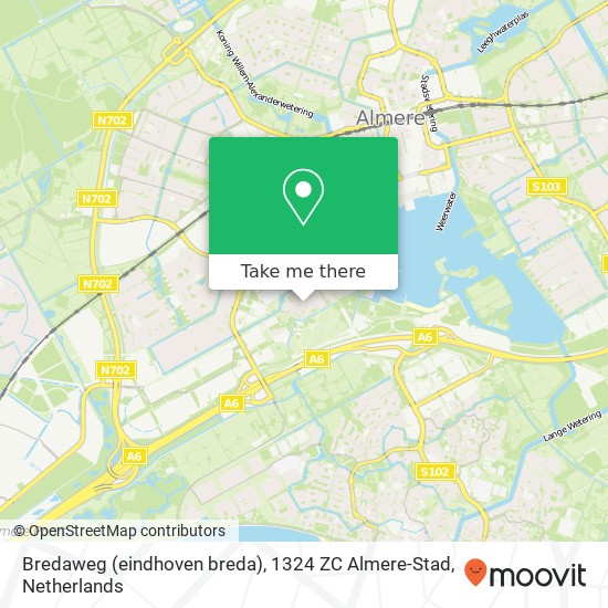 Bredaweg (eindhoven breda), 1324 ZC Almere-Stad map