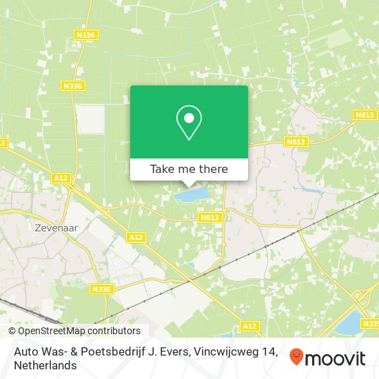 Auto Was- & Poetsbedrijf J. Evers, Vincwijcweg 14 map