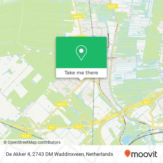 De Akker 4, 2743 DM Waddinxveen Karte