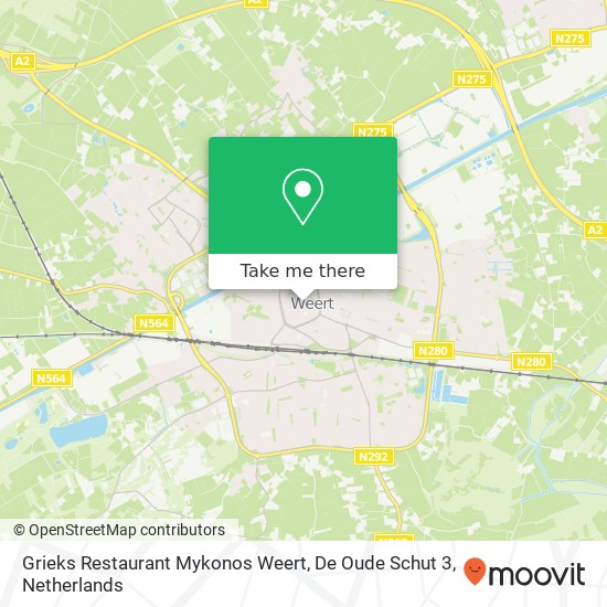 Grieks Restaurant Mykonos Weert, De Oude Schut 3 map