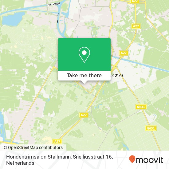 Hondentrimsalon Stallmann, Snelliusstraat 16 map