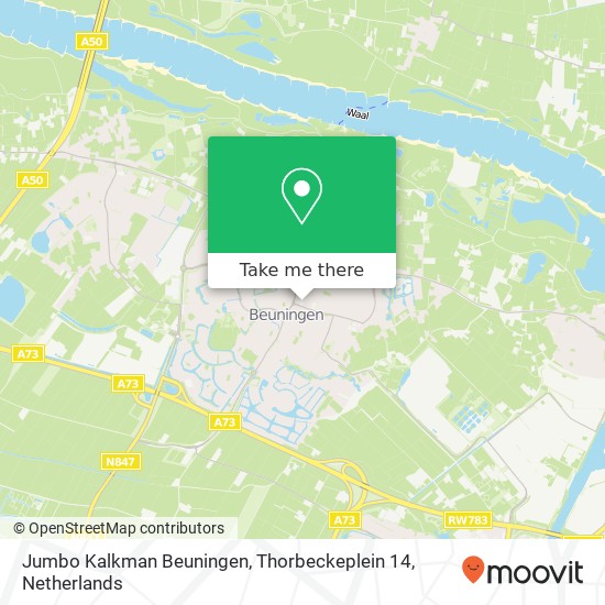 Jumbo Kalkman Beuningen, Thorbeckeplein 14 map