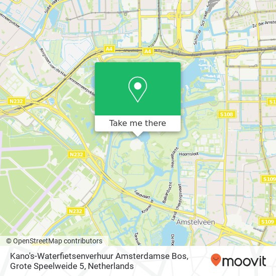 Kano's-Waterfietsenverhuur Amsterdamse Bos, Grote Speelweide 5 Karte