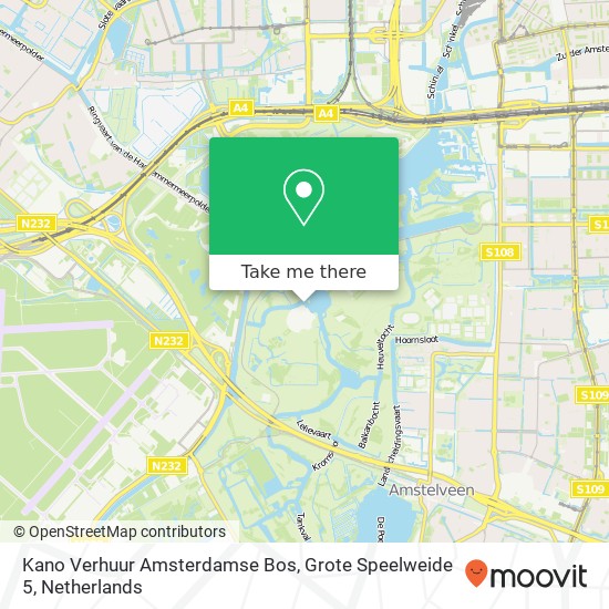 Kano Verhuur Amsterdamse Bos, Grote Speelweide 5 Karte