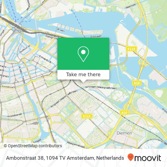 Ambonstraat 38, 1094 TV Amsterdam Karte