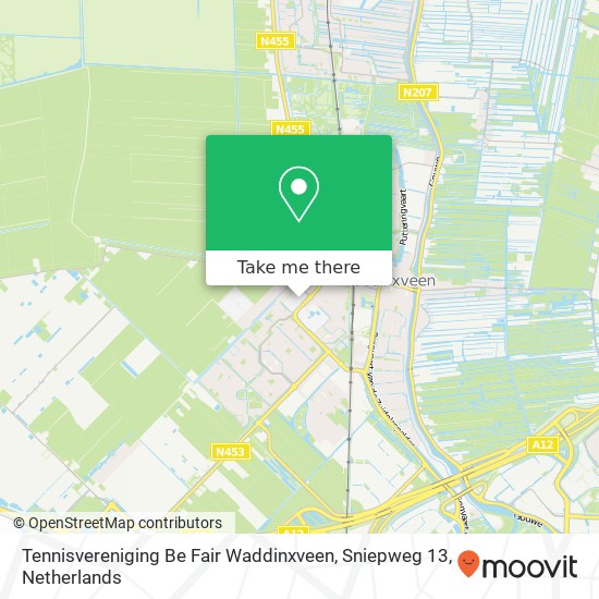 Tennisvereniging Be Fair Waddinxveen, Sniepweg 13 map