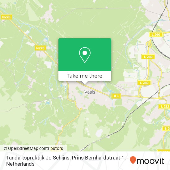 Tandartspraktijk Jo Schijns, Prins Bernhardstraat 1 map