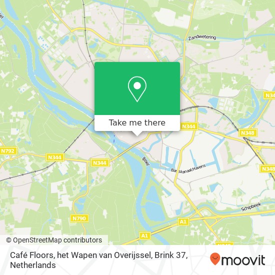 Café Floors, het Wapen van Overijssel, Brink 37 map