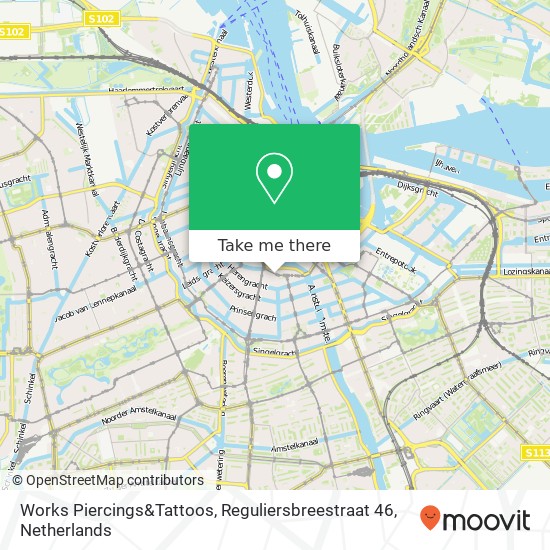 Works Piercings&Tattoos, Reguliersbreestraat 46 map