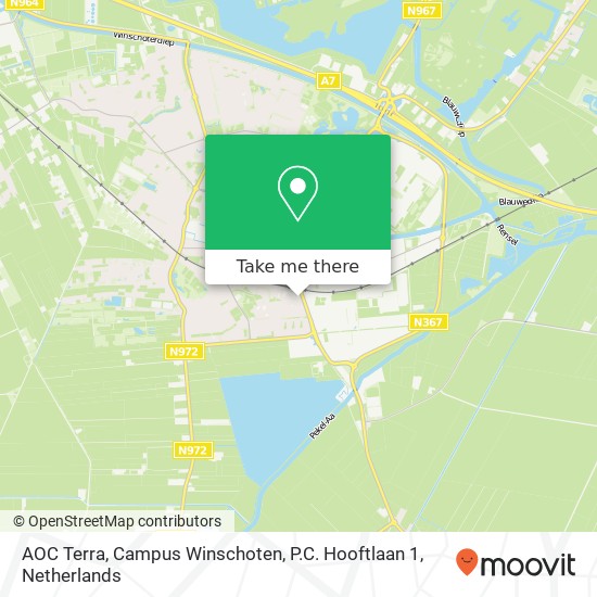 AOC Terra, Campus Winschoten, P.C. Hooftlaan 1 map