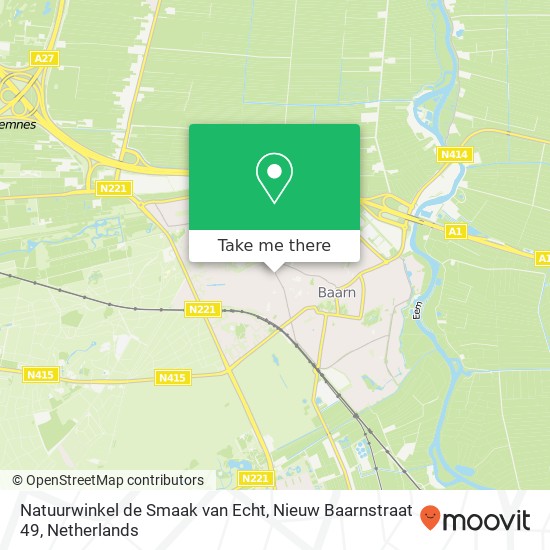 Natuurwinkel de Smaak van Echt, Nieuw Baarnstraat 49 map