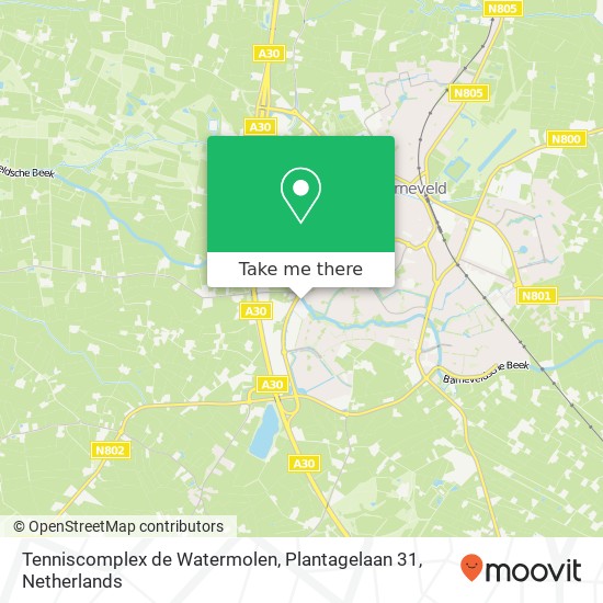 Tenniscomplex de Watermolen, Plantagelaan 31 map