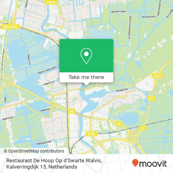 Restaurant De Hoop Op d'Swarte Walvis, Kalverringdijk 15 map