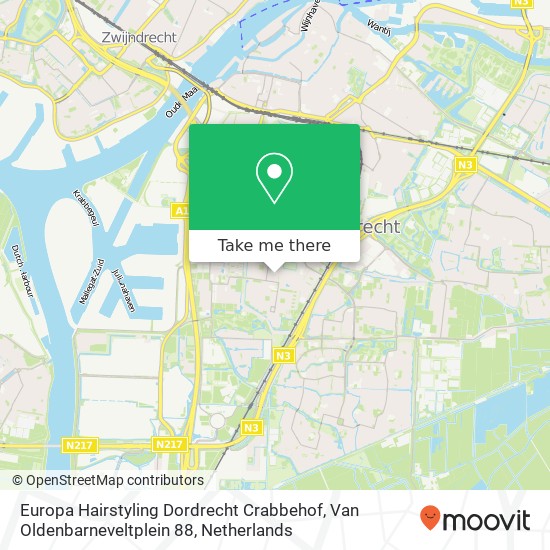 Europa Hairstyling Dordrecht Crabbehof, Van Oldenbarneveltplein 88 map