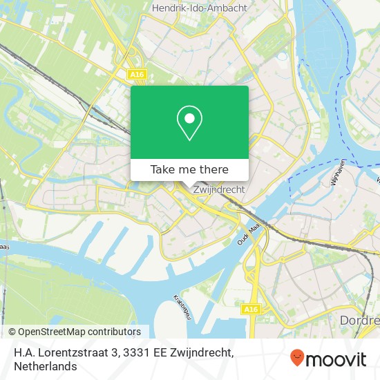 H.A. Lorentzstraat 3, 3331 EE Zwijndrecht map