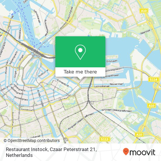 Restaurant Instock, Czaar Peterstraat 21 map