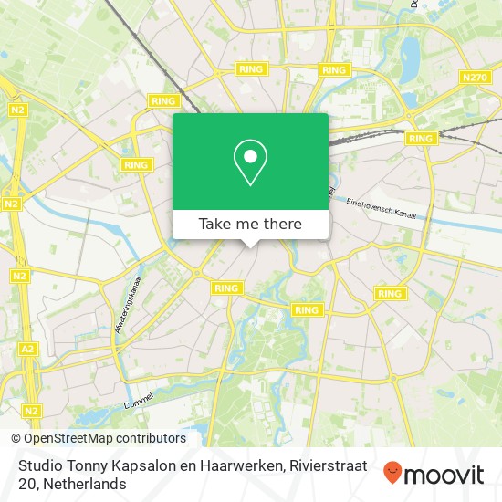 Studio Tonny Kapsalon en Haarwerken, Rivierstraat 20 map